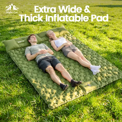 Night Cat Unisex TPU Self Inflating Bed - Extra Thick Camping Mat with Built-in Foot Pump, Compact Inflatable Sleeping Bag for Camping Backpacking, Cot Pad, Air Pillow, Outdoor Gear