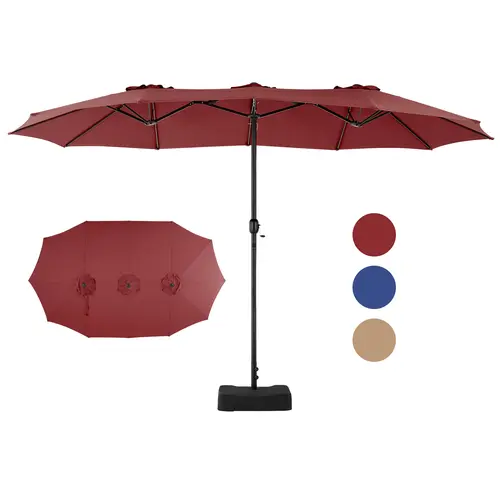 Sweetcrispy 15ft Large Rectangle Patio Umbrella - Polyester Adjustable UV Resistant Sunshade Canopy, Includes Base for Large Area Coverage, Ideal for Deck, Backyard, Adjustable Canopy, Uv Resistant Canopy,summerwins