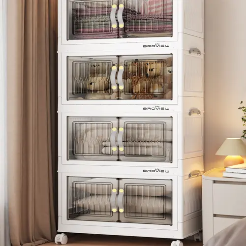BROVIEW V8 180Qt/240Qt/300Qt Stackable Storage Bins with Lid, Each 60Qt Stackable Storage Bin with Lid, Closet Organizer and Storage Drawer, Collapsible Storage Box with Wheels, Plastic Clothes Storage Cabinet Containers for Home Organization