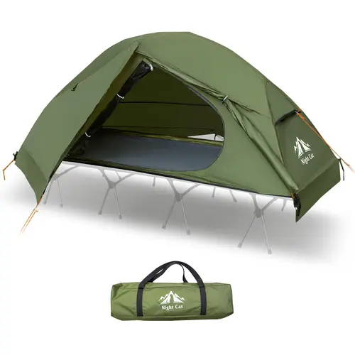 Night Cat 1-3 Person Synthetic Outdoor Camping Tent, Lightweight Cot Tent with Breathable Mesh, Waterproof Base & Portable Setup for Hiking, Light Outdoor Trips, Motorcycle Adventures, Sports Gear
