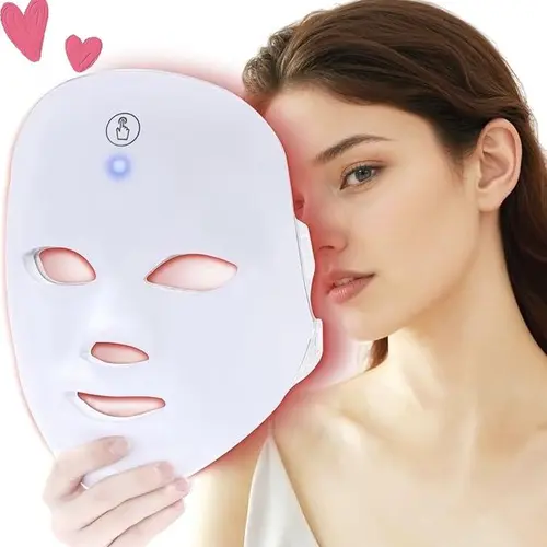 7-Color LED Photon Rejuvenation Silicone Facemask - Hydrating Electric Facial Care Device, Portable Microcurrent Beauty Appliance for Home & Travel, Gentle for All Skin Types, Hydrating Mask, Silicone Mask, Led Face Mask,back to school,back to school haul