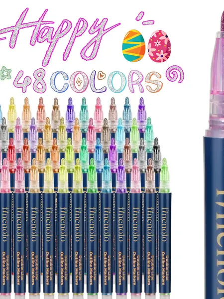 FINENOLO Outline Shimmer Markers, 36 & 48 Glitter Metallic Gel Pens for Coloring, Tween Teen Girl Christmas/Birthday Gifts Trendy Stuff, Cool Fun Art Crafts School Journaling Supplies for Kids Girls Ages 4 8 10 16 Year Old DealsforYouDaysBlackFriday