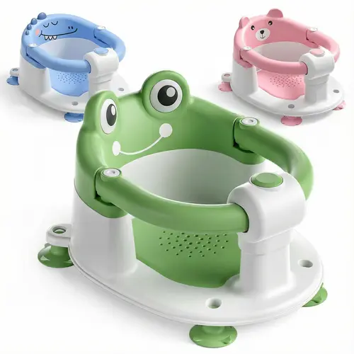 #Summerwins，MOREFEEL Baby Bath Chair for 5-18 Months Babies with Sit-Up Design Non-Slip Structure 4 Suction Cups Soft Cushion Compact Portable Safe & Secure Bath Time Gift