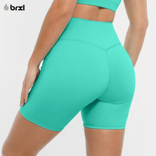 BRXL Women's Buttery Soft 5" Biker Shorts - High Waisted Compression No Front Seam Pockets Spandex Athletic Bottoms for Yoga Volleyball Gym (Butt Lifting Curvy Leggings Style),travel essentials,camping essentials,back to school,back to school haul