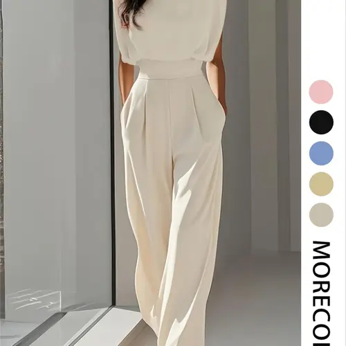 Women's Solid Color Sleeveless Jumpsuit, Elegant Fashion Commuter Jumpsuit for Daily Outdoor Wear, Women's Jumpsuit for Summer