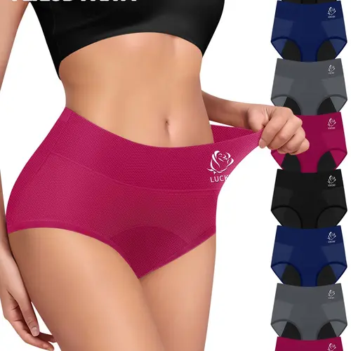 Morelect Women's 8pcs High-Waisted Leak-Proof Period Panties - Lady's Discreet Basic Casual Minimalist Underwear, Breathable Mesh for Summer Comfort, Lightweight Soft for Monthly Protection & Daily Wear, Mother's Day Gift, Period Underwear