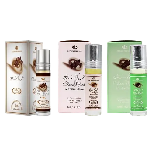 (3pc Bundle Pack) Choco Musk, Marshmallow + Pistachio - 6ml Perfume Oil Roll-on by Al-Rehab
