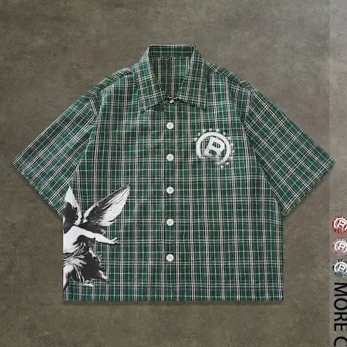 Men's Regular Fit Graphic Letter and Striped Print Short Sleeve Shirt, Casual Summer Streetwear, Casual Vintage Retro Button-Down Top for Parties and Daily Wear, All-Season Casual Button Collared Button Up Tops