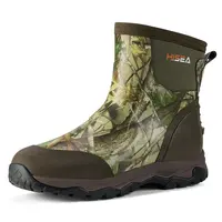HISEA Men's Slip-On Ankle Rain Boots - 5mm Neoprene & Rubber Waterproof Insulated Muck Boots with Memory Foam, Kick Plates for Active Outdoor Walking, Camping, Gardening, Walking Shoes