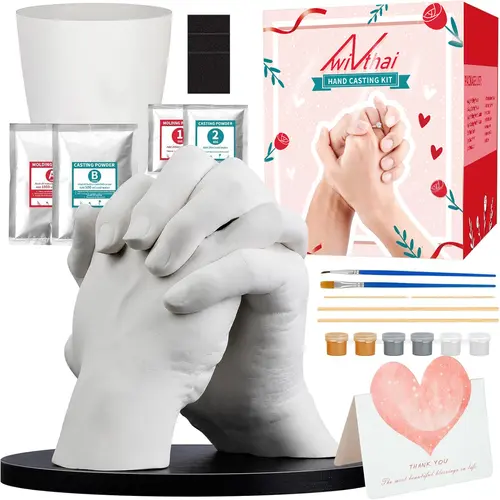 Hand Casting Kit, Couples with Practice Kit, Hand Mold Kit for Adults & Kids, Romantic Anniversary Wedding Birthday for Her or Him,Boyfriend Girlfriend Unique Gift Gold Care tiktokshopbacktoschool, Gifts For Boyfriend