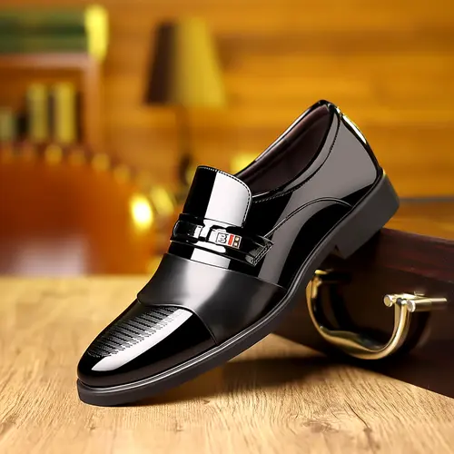 Men's Minimalist PU Leather Oxford Slip-On Loafers - Elastic Laces, Lightweight, Comfortable, Quick Slipon, Slip Resistant, Synthetic Ankle Footwear with Rubber Sole for Work (US6.5, US11)