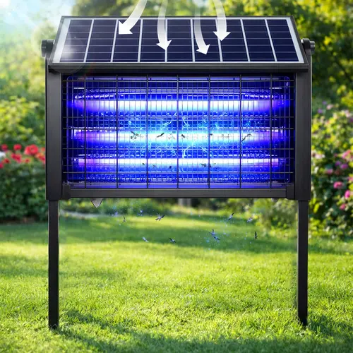 【Father's Day Gift】Solar Mosquito Killer Lamp Outdoor – 20W High-Power Waterproof Insect Zapper with 3 Tubes, Dual Charging, 6000mAh Battery for Garden, Yard, Farm, Patio,summerwins