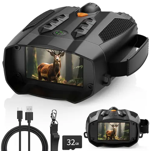 MINENER 4K Night Vision Binoculars With 32GB SD Card, Rechargeable,Cool Tech Gadgets for Camping/Boating, 10X, Camera Hight Definition Digital Electronic Gifts Wildlife Observation, Hunting Best Gifts for Men/Dad/Husband, Back To School