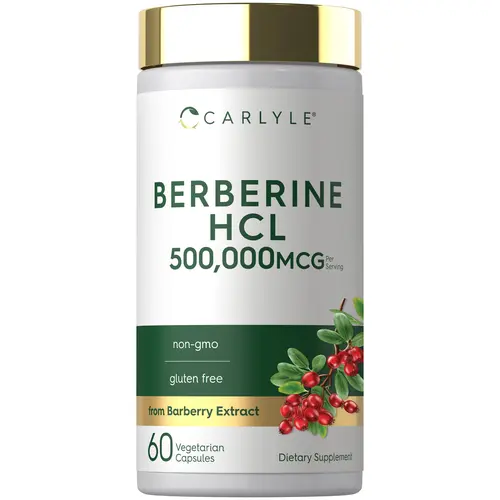 Carlyle Berberine HCL Supplement - 500,000mcg - 60 Capsules - Vegetarian, Non-GMO, Gluten Free