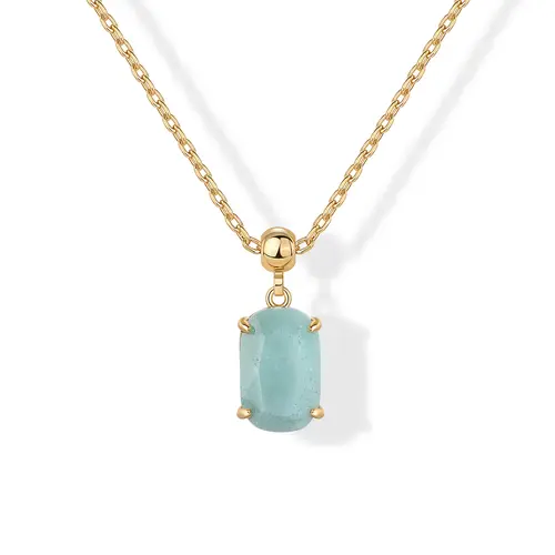 PAVOI 14K Gold Plated Gemstone Pendant Necklace for Women – Dainty Crystal Pendant with Adjustable Chain - Minimalist & Elegant Gemstone Jewelry