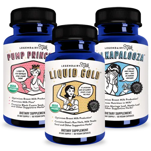 Lactation Bundle - Legendairy Milk - Lactation - Pump Princess, Liquid Gold, & Milkapalooza - USDA Organic Dietary Supplement Capsules