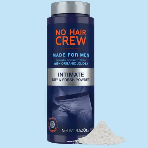 NO HAIR CREW Dry & Fresh Powder - Men's Odor & Chafing Protection with Organic Jojoba - Talc-Free Formula for All-Day Freshness & Cooling Comfort - 3.52 Oz - Body Care