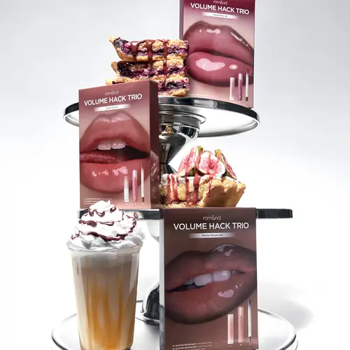 [Instant 3D Lip Volume] rom&nd Lip Volume Hack Trio – Fuller Overlined Lips in 3 Easy Steps, Lip Pencil + Melting Balm + Color Gloss