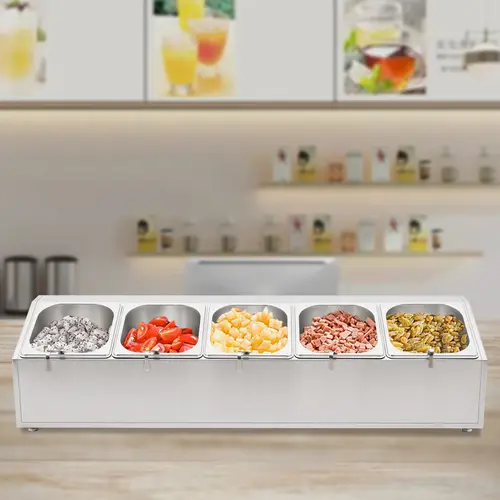 Stainless Steel Trapezoid Spice Rack with 5 0.9qt Food Bowls, Kitchen Gadgets, Utensils, Containers, Space-Saving Vegetable Storage Container Organizer