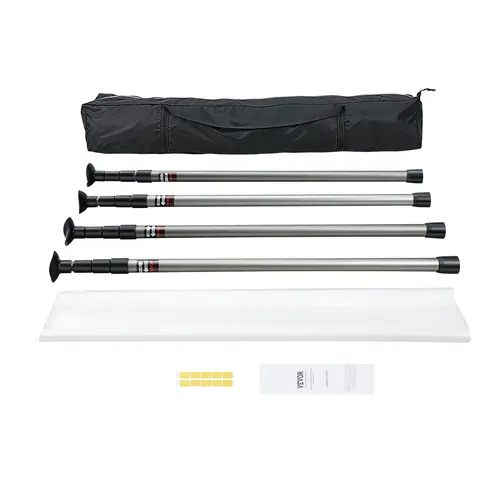 VEVOR Dust Barrier Poles,  12 Ft Dust Barrier System with 4 Telescoping Poles, 32.8x13.12 Ft Plastic Film, and Carry Bag, for Interior Decoration and Painting Projects