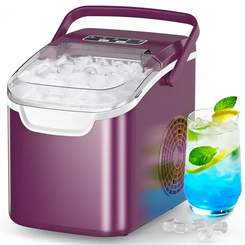 COWSAR Portable Compact Bullet Ice Cubes Maker Machine - 26 Lbs/Day, Stainless Steel, Medium Size, Energy-Saving, Fast Cooling, Kitchen Appliances for Outdoor BBQS, Beach Cabana Users