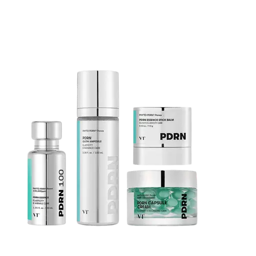 [VT COSMETICS] #1 viral Vegan PDRN Glow Skincare Bundle with PDRN Essence, Capsule Cream, Stick Balm & Glow Mist Ampoule | 100,000 PPM Vegan Phyto PDRN, Skin Barrier, Sensitive Skin & Glow Care | Summer Essential | Korean Pharmacy Skincare
