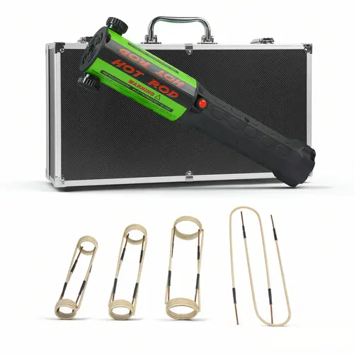 SOLARY Green 1200W Induction Heater Kit - Fast Heating Rusty Bolt Remover with 10 Coils, Black Aluminum Case for Automotive Repair, Cooling & Maintenance Tasks
