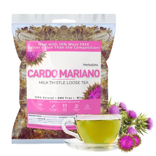 Wildcrafted Whole Cardo Mariano (Milk Thistle) Herbal Drink, 5oz (141g) - 20% More Product, Vegetarian, Gluten-Free, Earthy Sweet, Pure Natural Loose Leaf Wellness Tea, Handpicked Non-GMO Beverage
