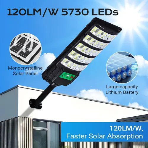 Qawtor Solar Street Light Outdoor Super Bright 120LM/W 5730 LEDs IP65 Waterproof Motion Sensor Wall Pole Mount Solar Lamp with Remote Control 3 Modes for Yard Garage Road Warehouse, Summervibes, Fathersdaygift
