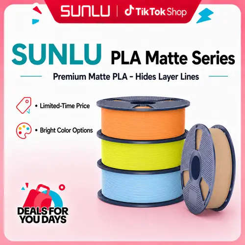 SUNLU Polylactic Acid (PLA) Matte 1.75mm 3D Printer Filament (1KG) - High Speed Printing, ±0.02mm Tolerance, Smooth Finish, Hides Layer Lines, Eco-Friendly, Low Warping, Vacuum Sealed, Compatible with 99% FDM Printers - 3D Printing Supplies