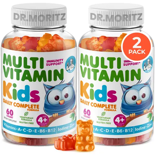 DR. MORITZ Kids Multivitamin Gummies - Blended Vitamins & Minerals Supplements with A,C,D,E,B6,B12,Zinc - Vegetarian, Non-GMO, Delicious, 2-Pack Supply for Steady Use (120 Count), Multivitamin Gummies Blended Vitamins And Minerals Supplements, Gum, Adults