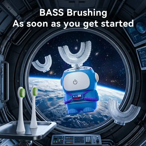 YEKLIKE Sonic U-Shaped Electric Toothbrush for Kids - Teeth Cleaner, Cordless Teeth Cleansing Battery Toothbrush for 2-6 Years & 7-15 Years Old Children