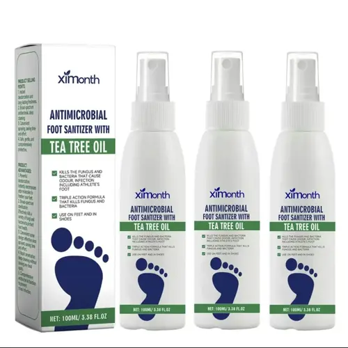 3 bottles Tea Tree Oil Foot Spray  | Cracked Heels & Athlete’s Foot Relief  | 48H Odor Control  | Callus & Nail Care-Dermatologist Tested fungus infection
