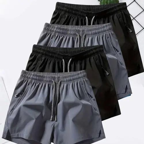 Men's Sport Shorts, Drawstring Athletic Shorts, Summer Casual Outdoor Quick-Dry Elastic Waist Drawstring Pants, Zip Pockets, Comfortable for Gym and Outdoor Activities