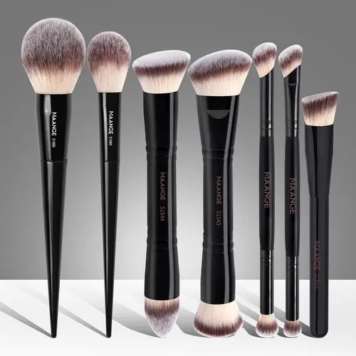 MAANGE 7pcs Makeup Brush Set, Face Makeup Brushes, Multifunctional Makeup Brushes, Flat Foundation Brush, Loose Powder Brush, Blush Brush, Concealer Brush, Contour Brush, Eyeshadow, Detail Brush, Makeup Brushes for Application, Professionals and Beginners
