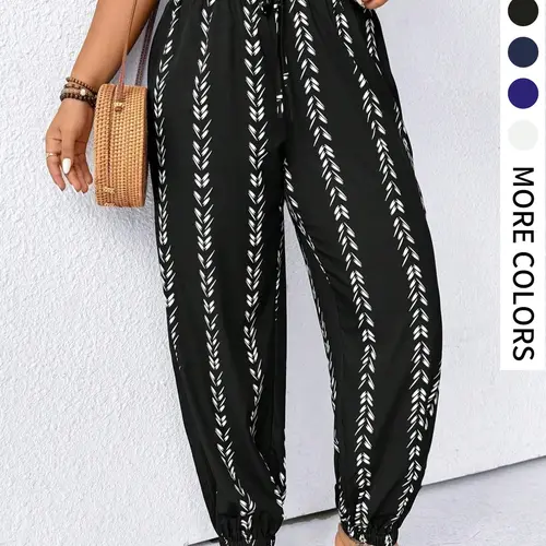 Plus Size Casual Comfy Trousers for Daily Wear, Women's Bottoms for Summer