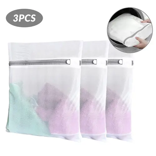 3Pcs Jumbo Durable Antisnagging Resealable Mesh Washing Bags Set - Rust-Resistant Zippered Large Capacity Laundry Products, Gentle Wash, Breathable, Mesh Lets Water Flow Freely Through, Cleaning Home Laundry Room Accessories for Bras & Delicate Fabrics