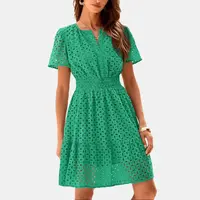 PrettyGarden Women Summer Short Dress V Neck Short Sleeve A Line Hollow Out Lace Ruffle Cute Casual Beach Party Formal Dresses,-Chic Womenswear #Summervibes#SwimWeek