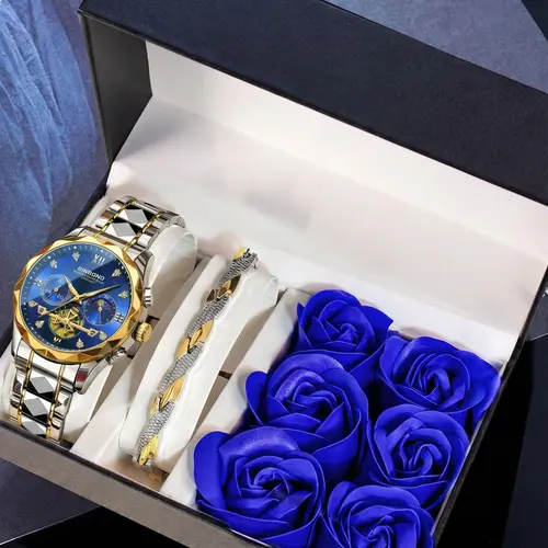 Mother's Day Gift Men's Business Fashion Waterproof Luminous Analog Quartz Movement Watch, with Box, Boxed Watches, Fashion Watch Set for Party, Daily Decor, Gift, Business Fashion Watches