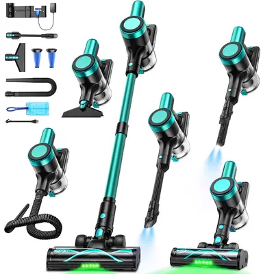 VICEASE Vacuum Cleaner, 500W Powerful Suction, 55min Run Time, Self-Standing, Wall-Mounted Charging, Stick Vacuum Cleaner for Hardwood/Carpet/Pet Hair/Car/ Home Cleaning Tool Rechargeable summerwins,summerwins