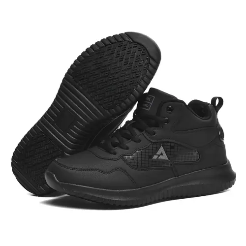 Men's Leather Water-Resistant Oil-Resistant Breathable Work Shoes - Non-Slip Wet-Floor Grip Lightweight Slip-On Footwear for Kitchen Restaurant Chef Walking Shoes