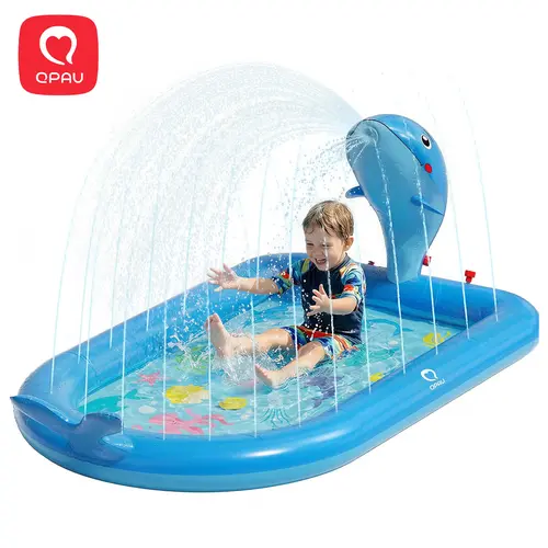 QPAU Blue Whale Inflatable Pool & Splash Pad for Toddlers - Unique 1-3-Year-Old Birthday Gift for Boys and Girls homeessentials