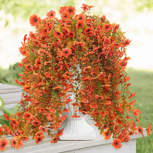 2 PCS Faux Silk Daisy with Eucalyptus Leaves UV Resistant Look Real Long Trailing Vines Artificial Fake Hanging Flowers Plants for Outdoor Autumn Decoration for Outside Home Indoor Planter Porch Patio Balcony Yard Decor,dorm decor,dorm room decor