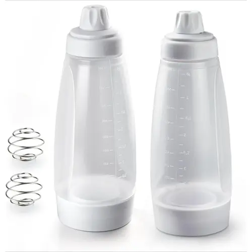 MIUVA 2-Pack Pancake Batter Dispenser with Blender Balls & Silicone Components, Detachable BPA-Free Smooth Metal Kitchen Squeezer Bottle for Cupcakes, Muffins, Spring Kitchen Gadget & Mother's Day Gift