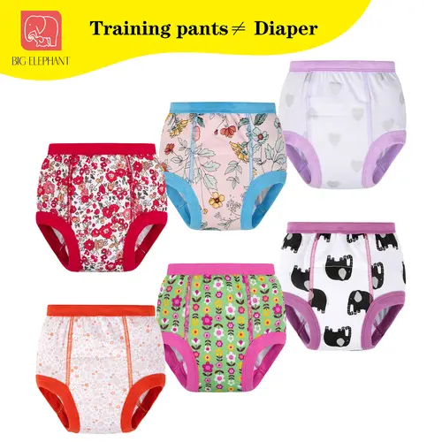 BIG ELEPHANT 6-Pack Potty Training Pants – 100% Cotton Toddler Underwear for Boys and Girls (12M-5T)