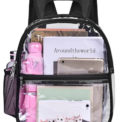 12x10.5x6 in Approved Transparent Stadium Backpack - Reinforced Wide Shoulder Straps, Lightweight Durable Trans Backpack School Bookbag for Back to School, Holiday Athletic Events