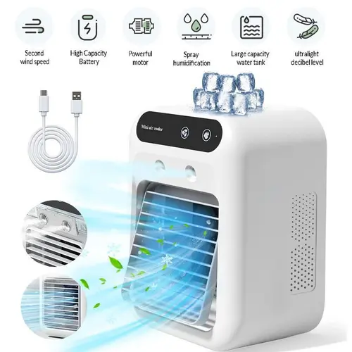 BougeRV Portable Misting Fan - 3-in-1 Rechargeable Compact Mist + Fan Combo with Powerful Wind, Mini Size Cooling Device for Bedroom/Office, Camping