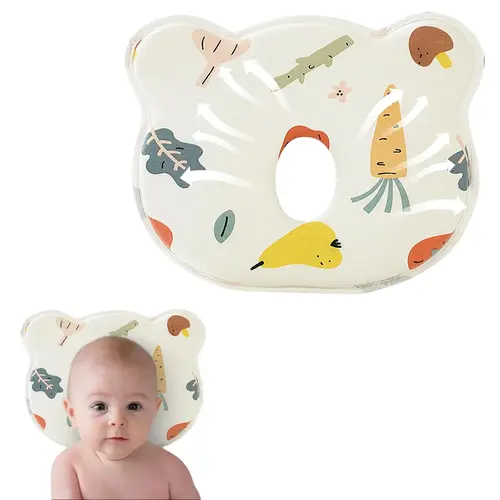 Baby Donut-Shape Soft Cozy Pillow Case, Newly Upgraded, Prevents Flat Head & Shapes Head, Carrot Design
