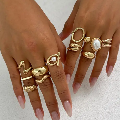 Boho Style Irregular Geometric Design Ring Set, Fashion Jewelry for Party, Daily Clothing Decor, Trendy All-match & Exquisite Jewelry for Birthday Gift, Boho Style Rings, Casual Trendy Jewelry, Fashionable Jewelry