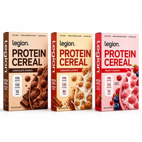 Legion Protein Cereal – High-Protein, High-Fiber, Naturally Sweetened Breakfast for Gym, Fitness, and Active Lifestyles – Plant-Based Carbs & Fats, Gluten & Soy Free